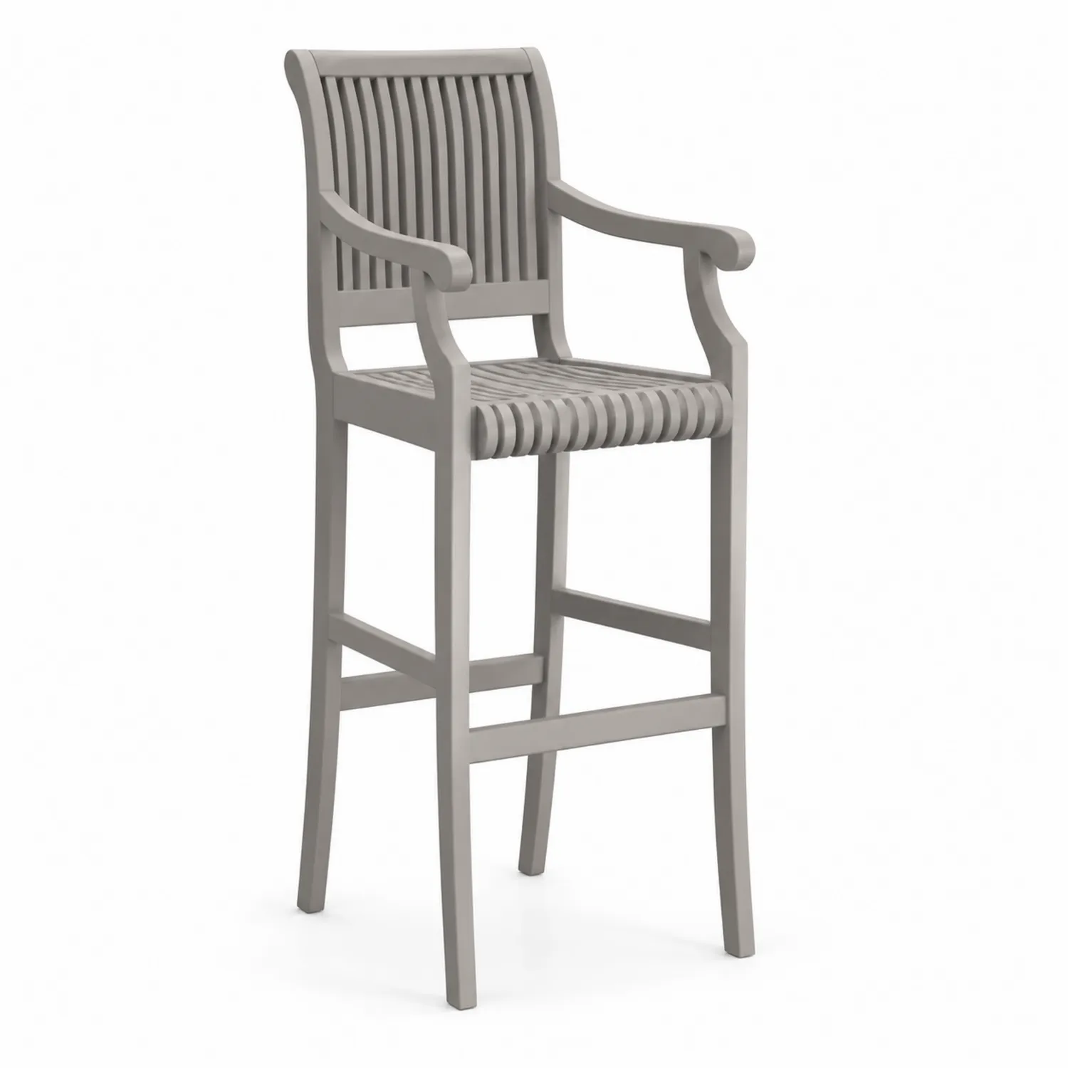 Taburete de Polipropileno Gris con Respaldo y Apoyabrazos