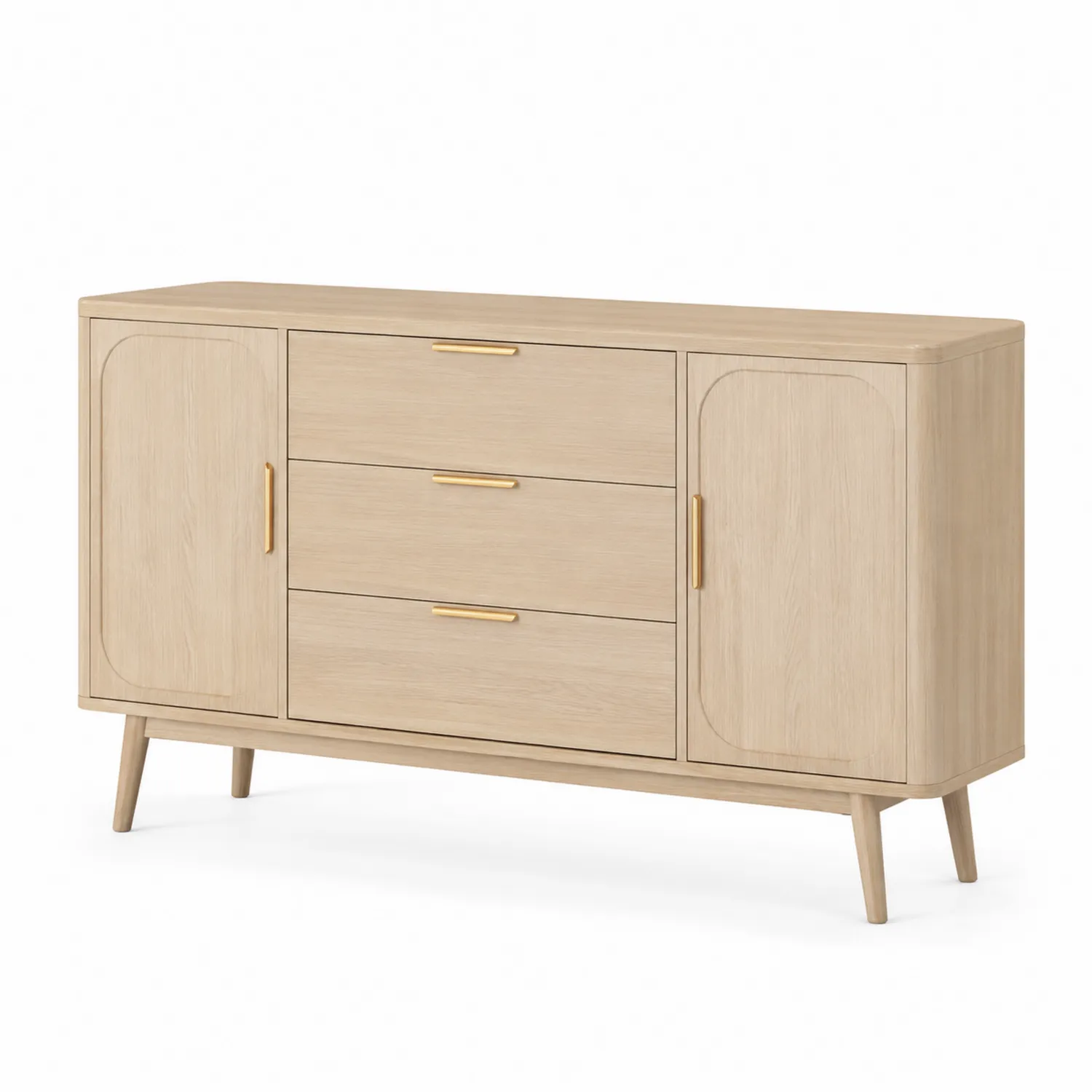 Aparador de madera de roble con 3 cajones y 2 puertas