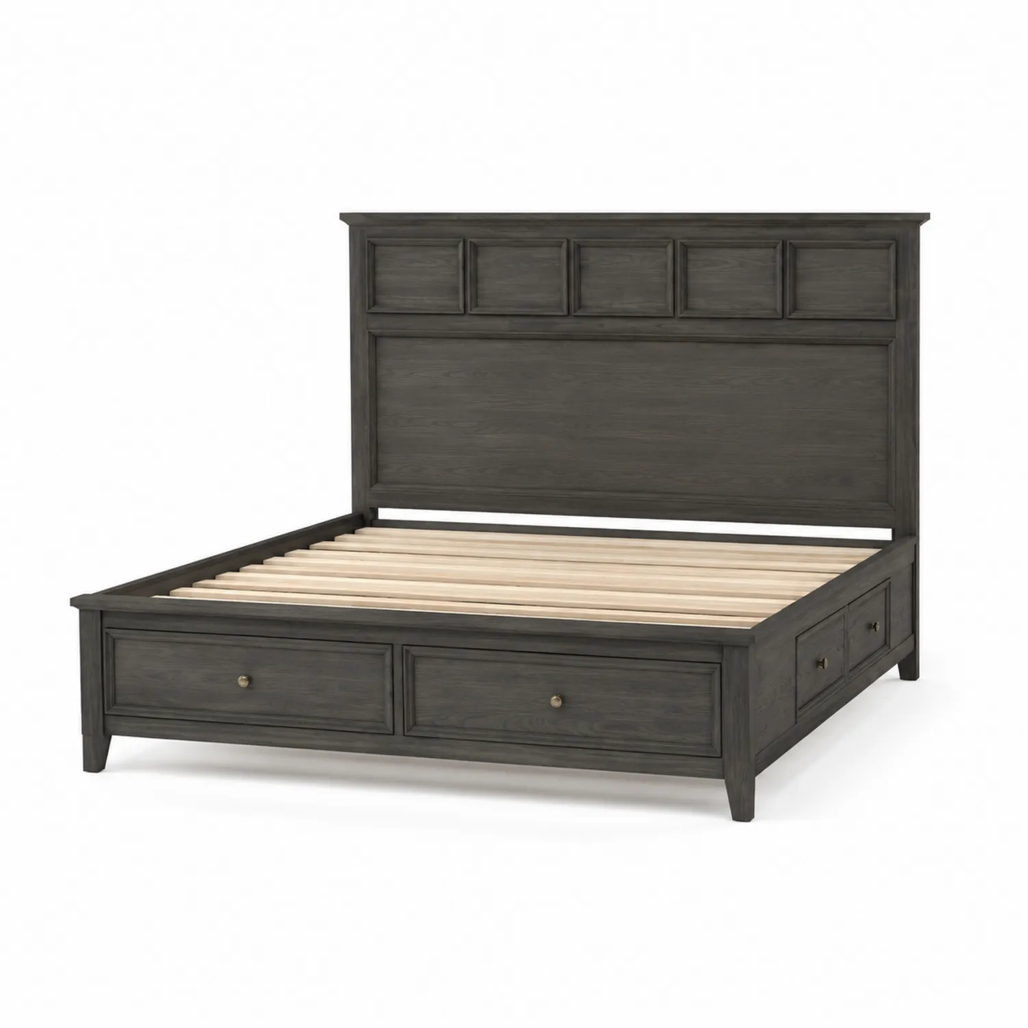 Cama doble de madera con almacenamiento y cabecero 200x160 cm