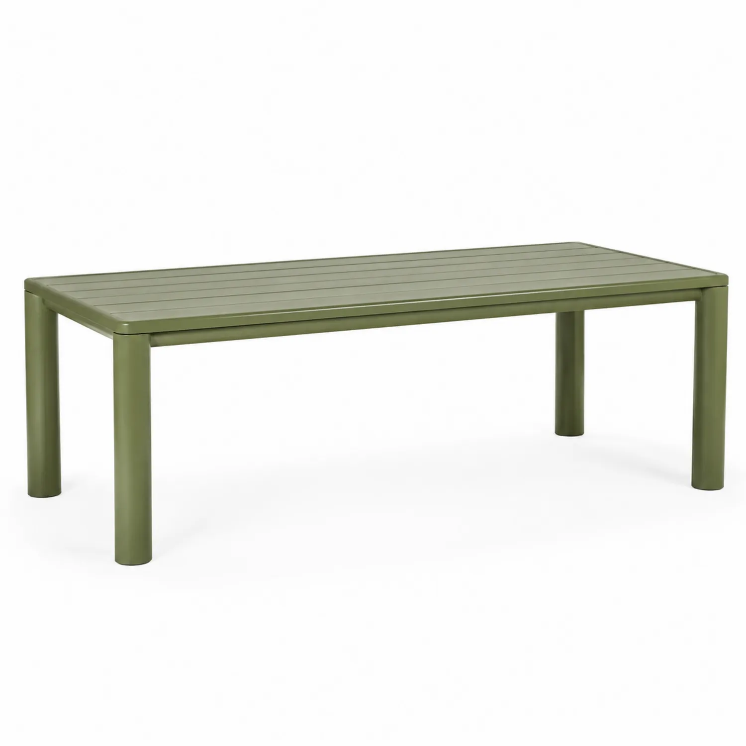 Mesa de comedor exterior de aluminio color verde