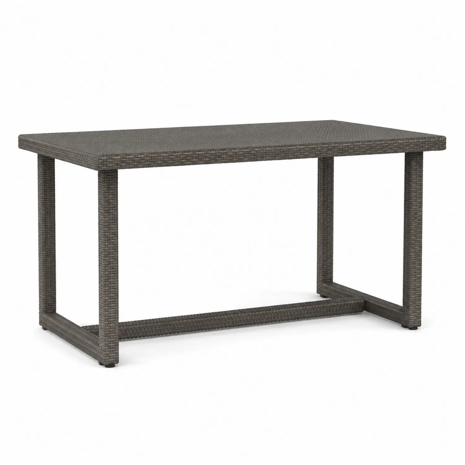 Mesa de comedor de mimbre PE gris 150x90x75 cm