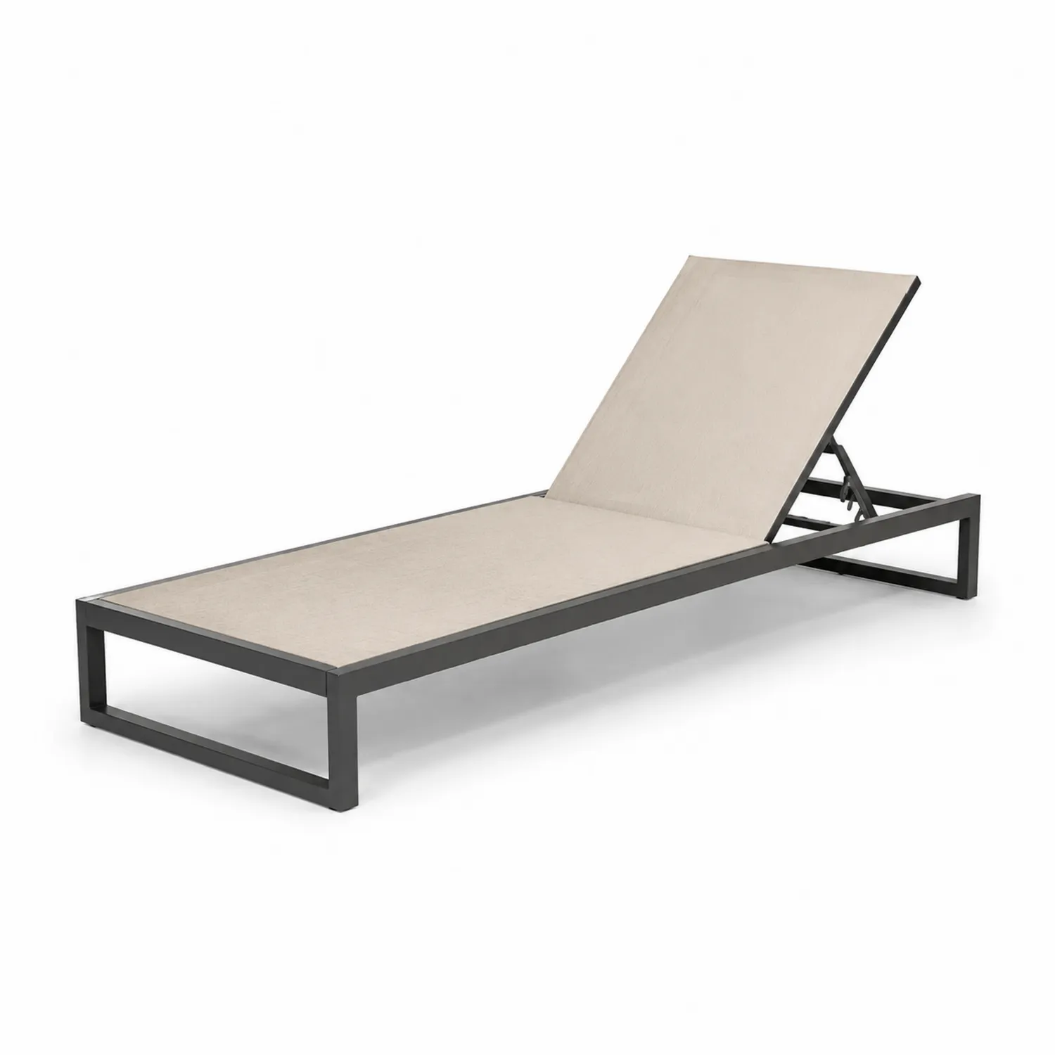 Tumbona de aluminio con tela de poliéster beige