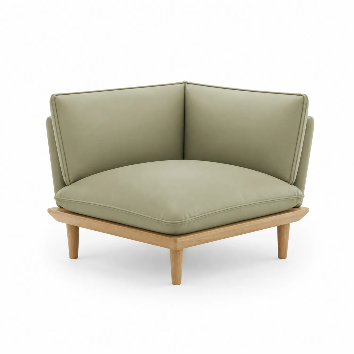 Silla de esquina de cuero sintético PU y madera verde