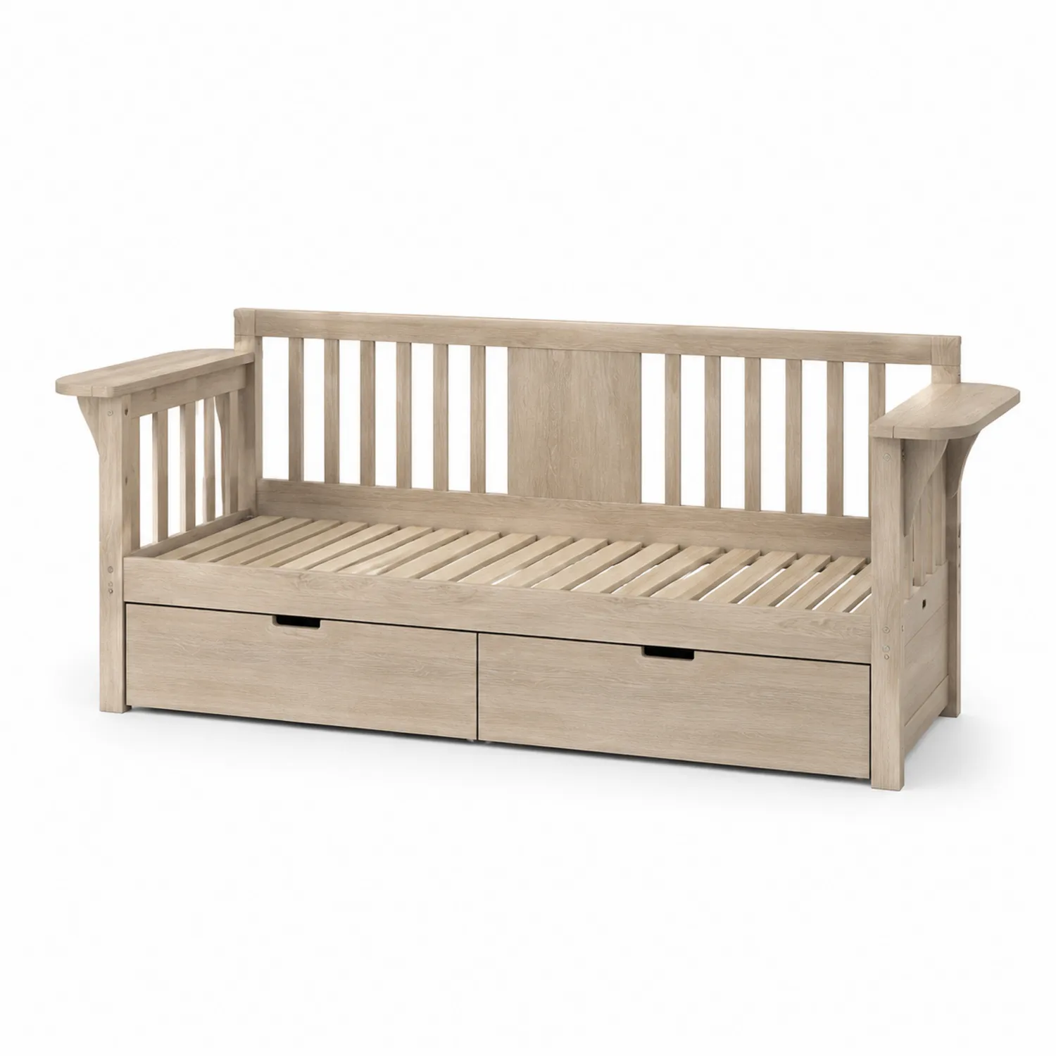 Sofá cama de madera maciza con almacenamiento 192x65x90 cm