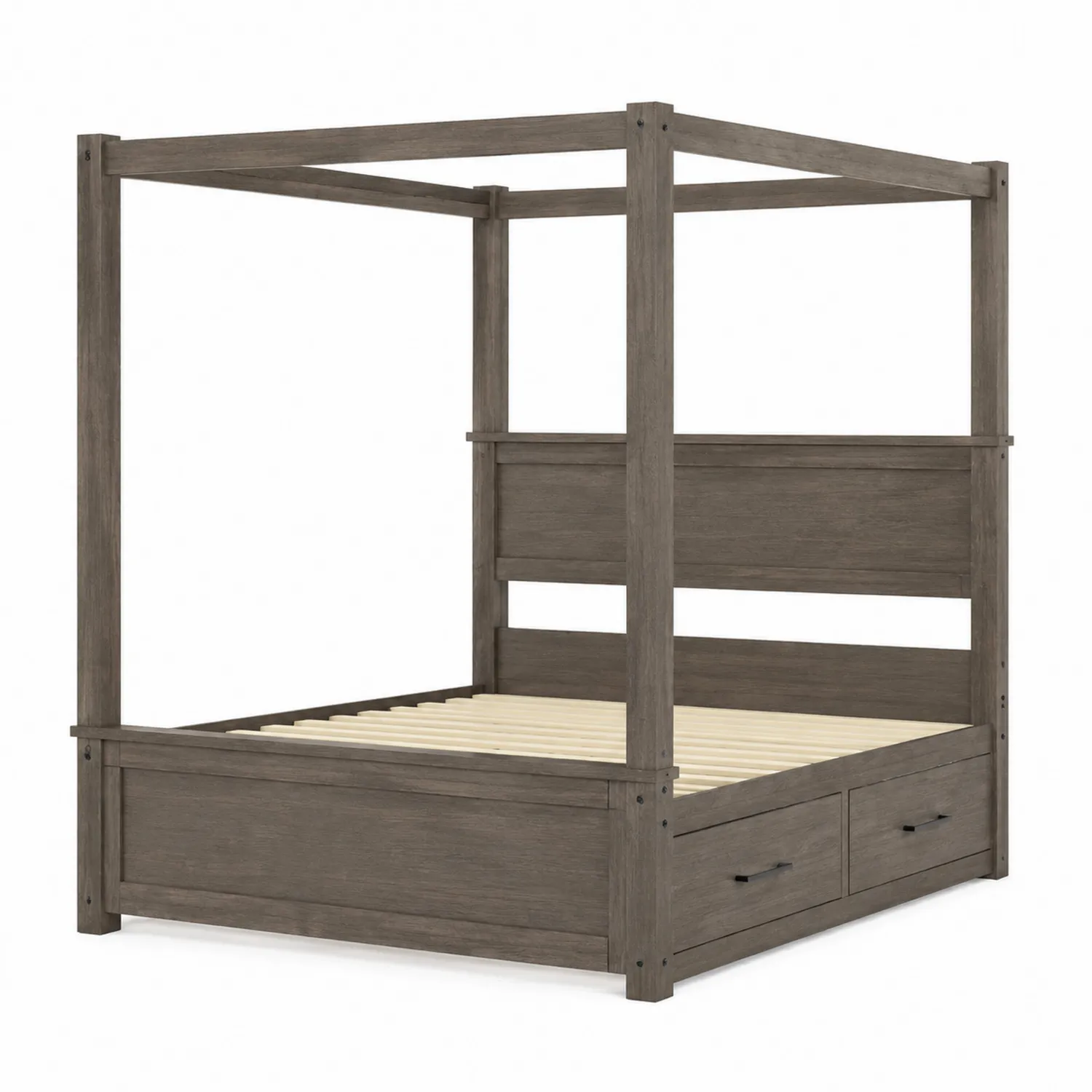 Cama con dosel de madera con cajones 210cm x 150cm Gris