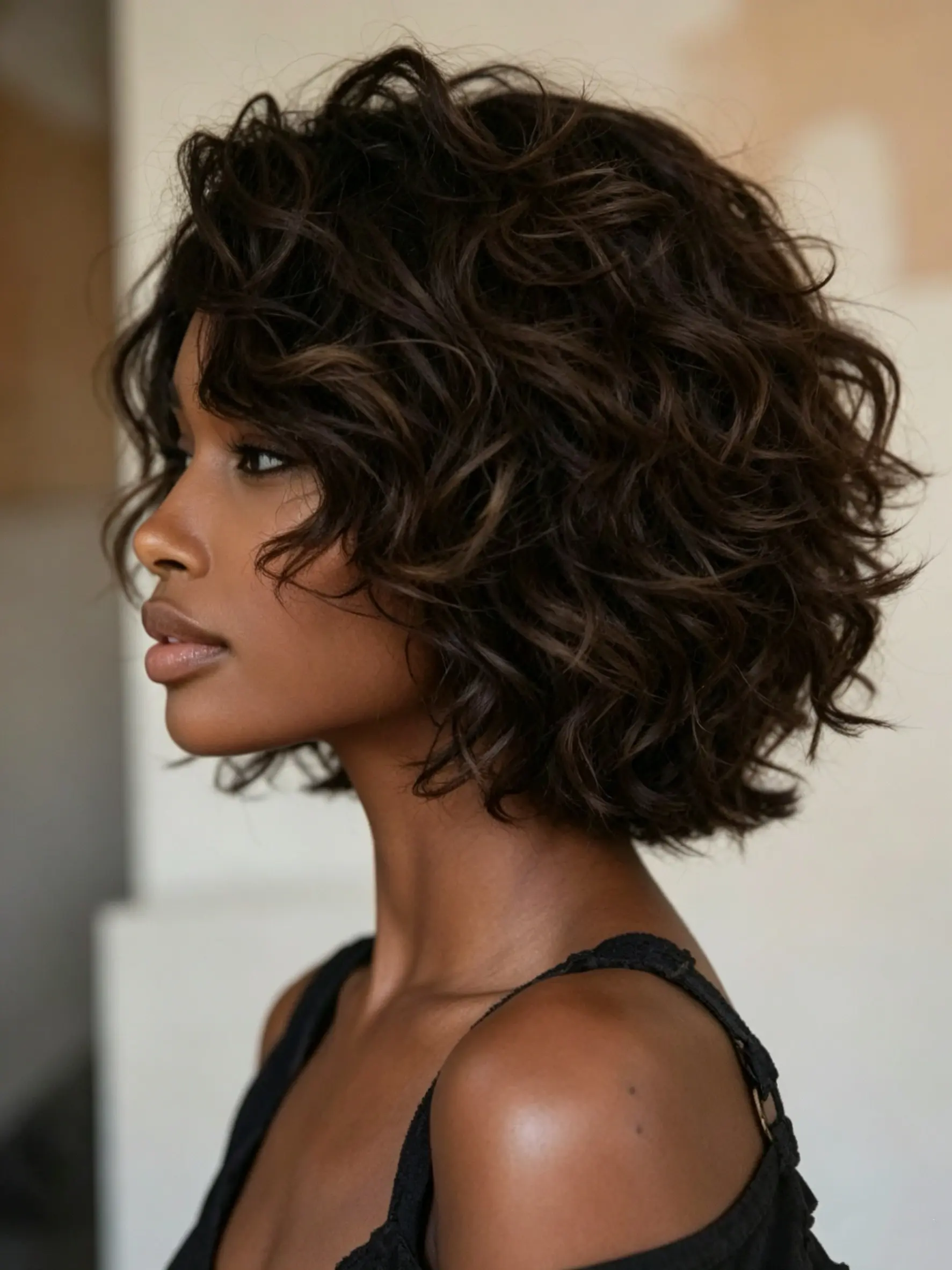 Ready to Wear Dark Brown Short Wave Bang Wig Real Human Hair Wig