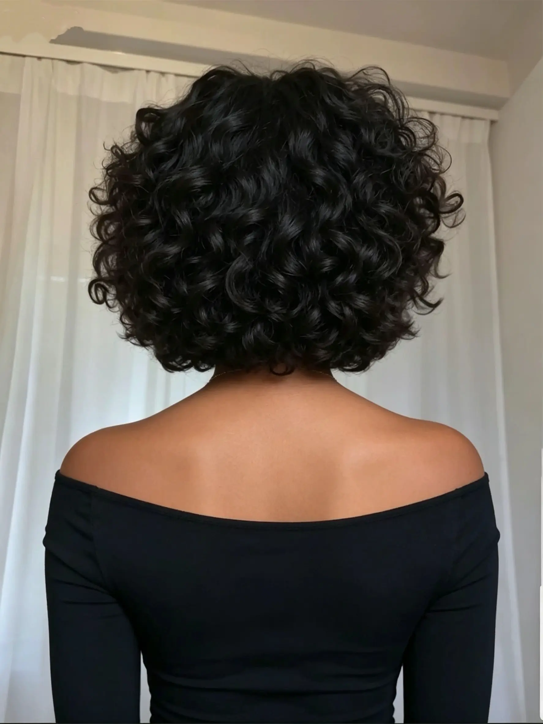Bouncy Curly Short Wig Glueless Bang Human Hair Wig