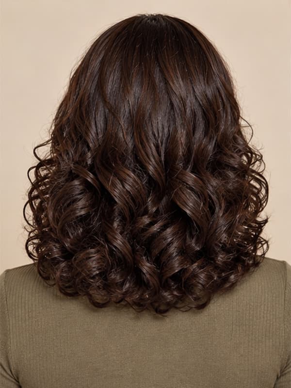 Brown Loose Wave Short Wig with Bangs Soft Wave Hair for Beginner