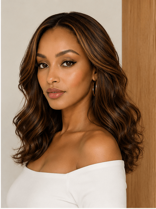 Chocolate Brown Body Wave Human Hair Wig Glueless Lace Front Wig Natural Looking Wig
