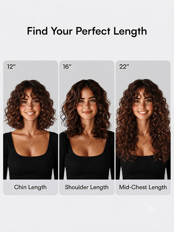 Chocolate Brown Shoulder Length Curly Bob Wig With Bangs Human Hair Wig