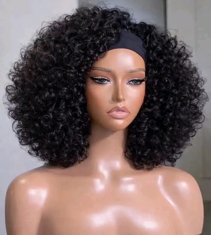 Deep Curly Headband Wig Black Curly Headband Wig for Black Women