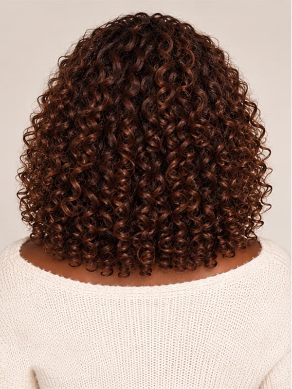 Glueless Brown Bouncy Curly Hair Shoulder Length Wear and Go Wig