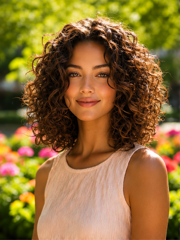 Glueless Dark Brown Bouncy Curly Hair Wear and Go Human Hair Wigs