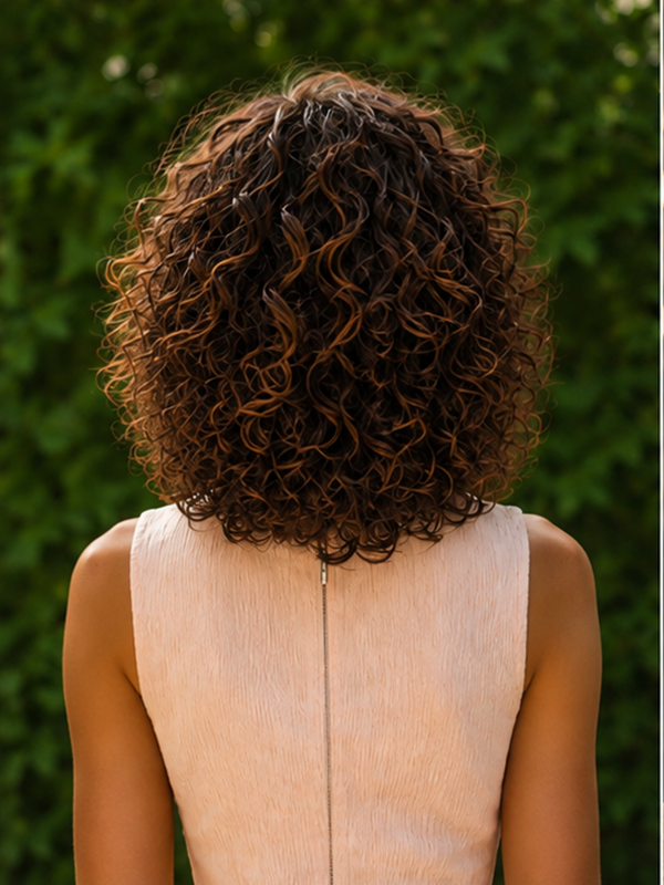 Glueless Dark Brown Bouncy Curly Hair Wear and Go Human Hair Wigs