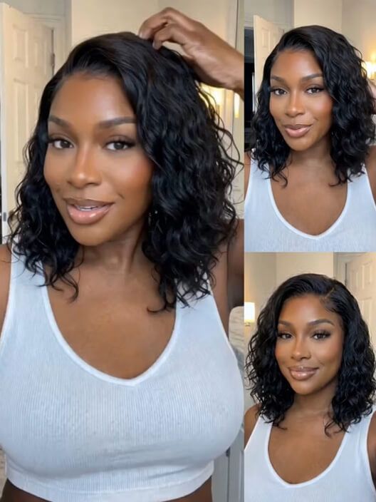 Glueless Lace Short Wig Natural Black Hair for Daily Wear