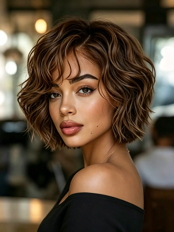 Glueless Lace Wigs Highlight Short Wave Real Human Hair Wigs for Black Women