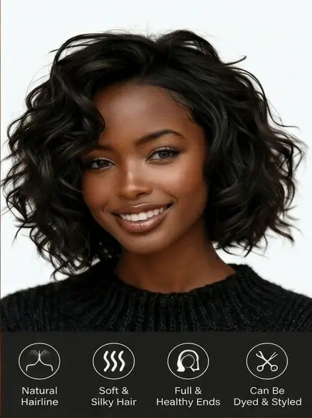 Glueless Loose Curly Bob Wig Light Weight Human Hair Wigs