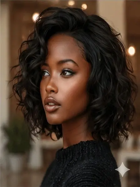 Glueless Loose Curly Bob Wig Light Weight Human Hair Wigs