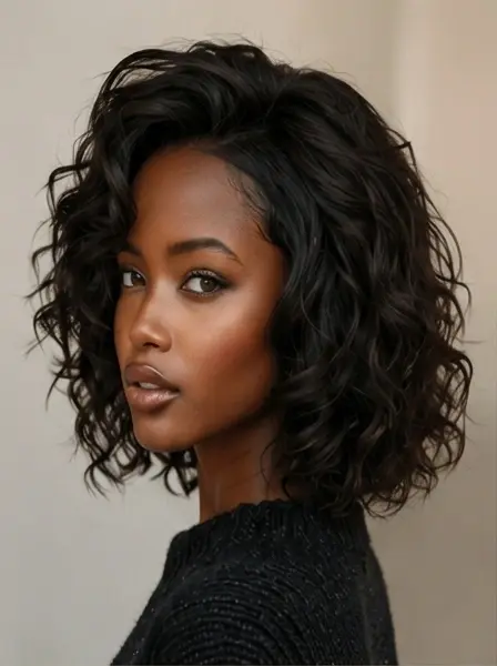 Glueless Loose Curly Bob Wig Light Weight Human Hair Wigs