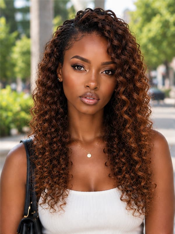 Glueless Ombre Bouncy Curly Wig Lace Front Human Hair Wigs
