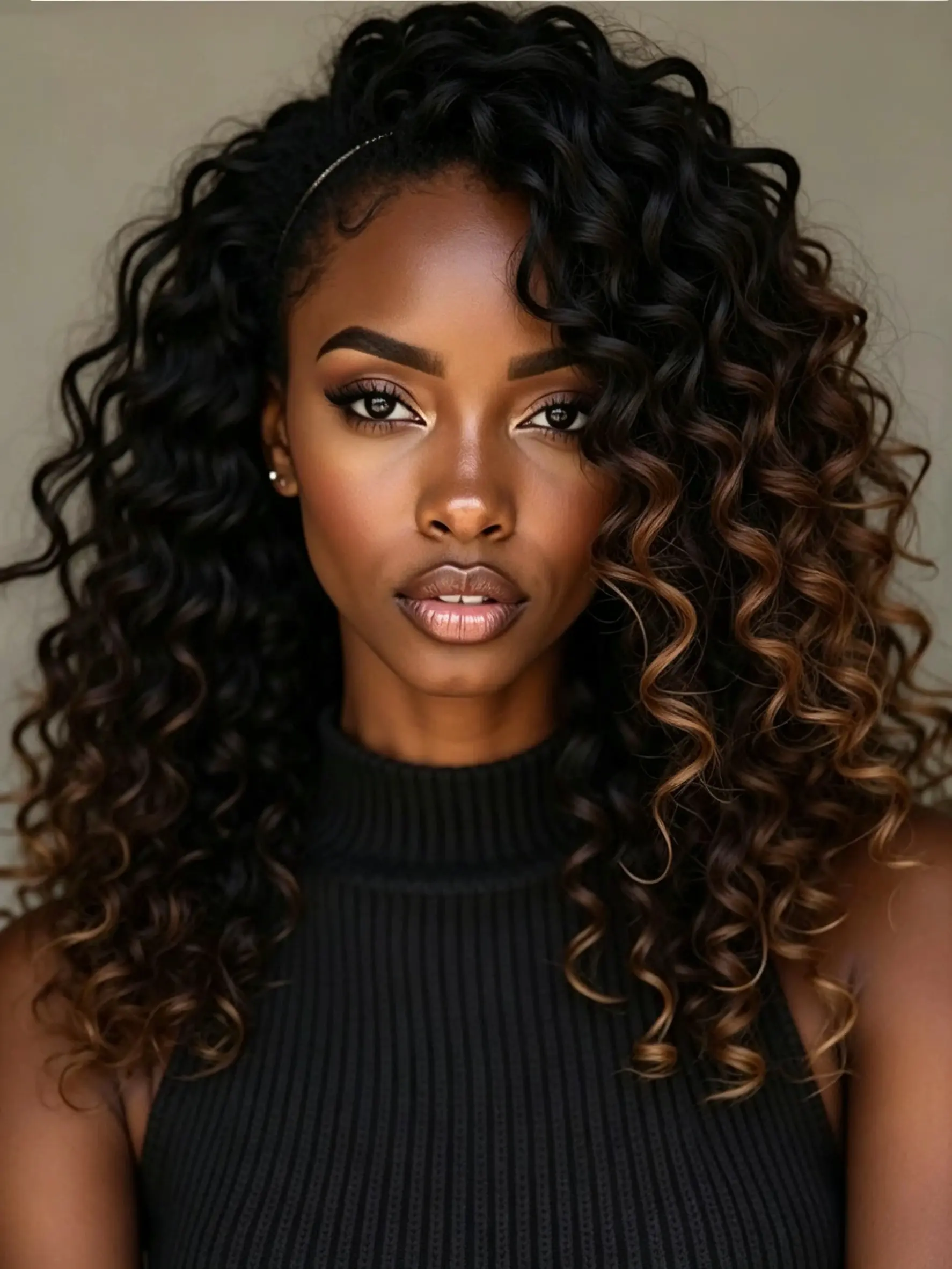 Glueless Ombre Bouncy Curly Wig Lace Front Human Hair Wigs