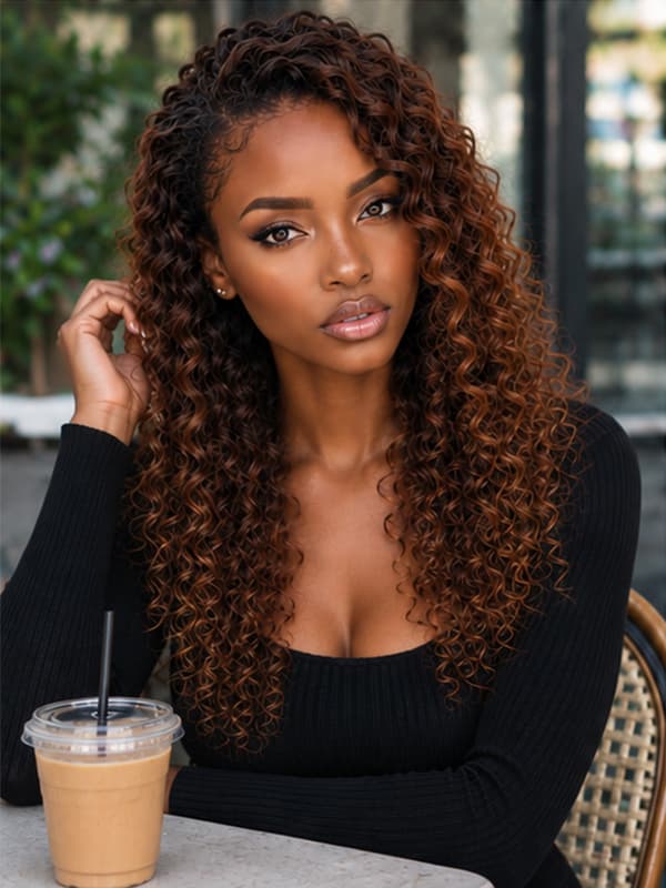 Glueless Ombre Bouncy Curly Wig Lace Front Human Hair Wigs
