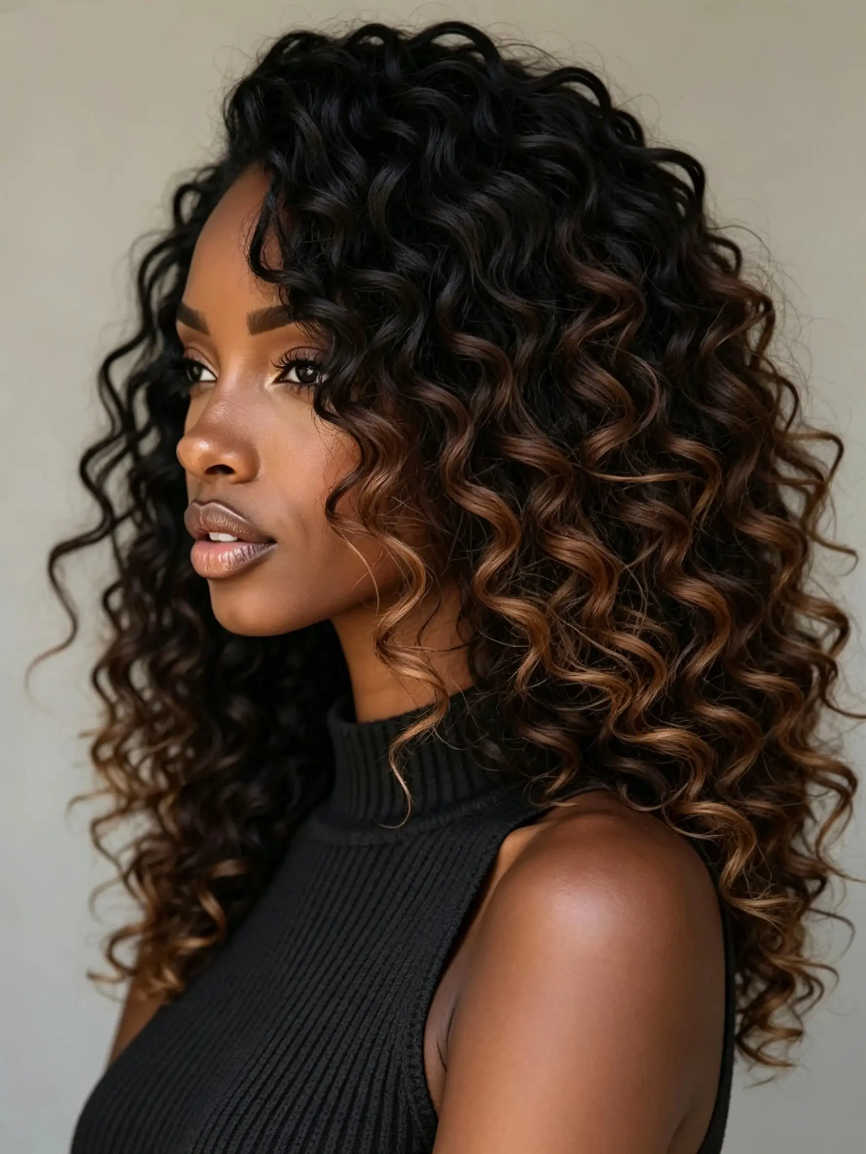 Glueless Ombre Bouncy Curly Wig Lace Front Human Hair Wigs