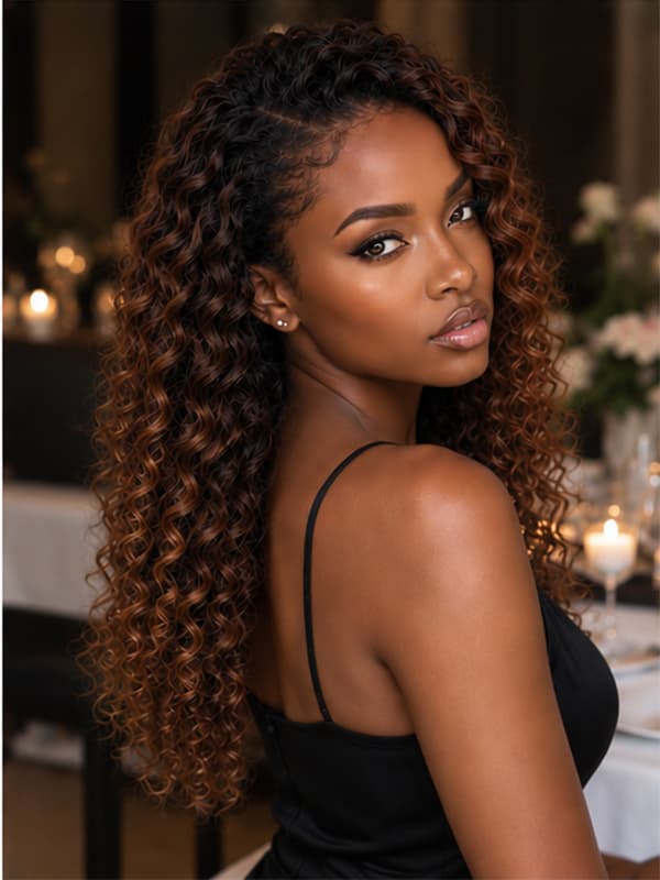 Glueless Ombre Bouncy Curly Wig Lace Front Human Hair Wigs