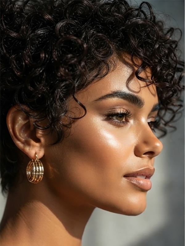 Glueless Short Curly Wig No Lace Human Hair for Black Women