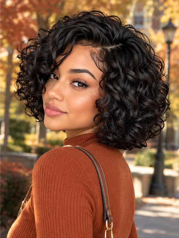 Glueless Short Curly Wigs Beginner Friendly Short Wig for Black Women