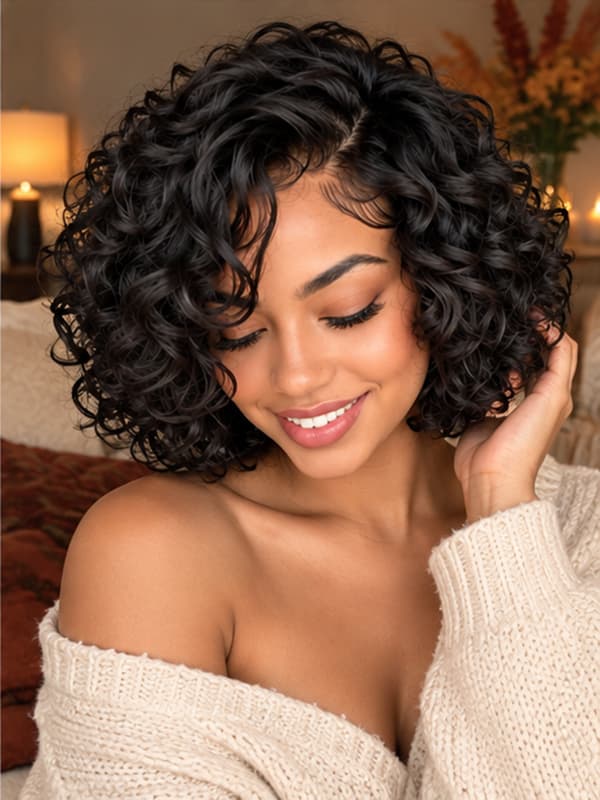 Glueless Short Curly Wigs Beginner Friendly Short Wig for Black Women