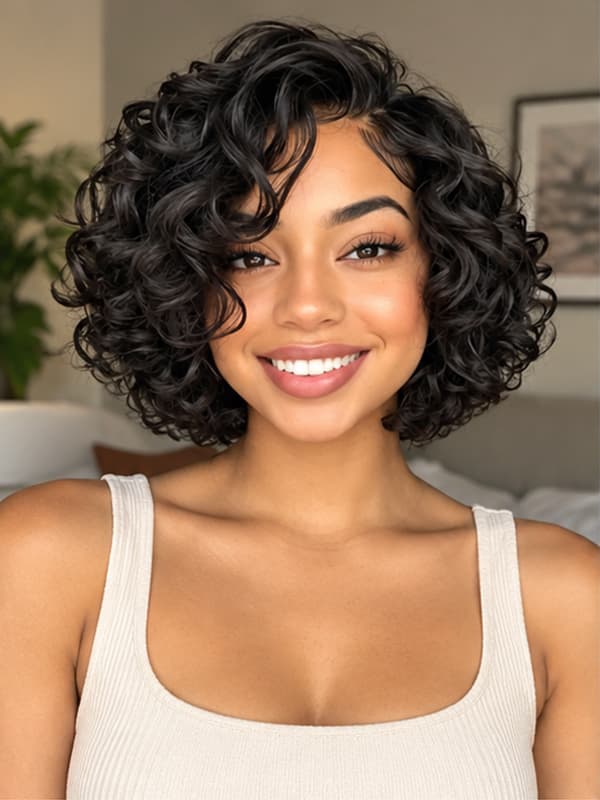Glueless Short Curly Wigs Beginner Friendly Short Wig for Black Women