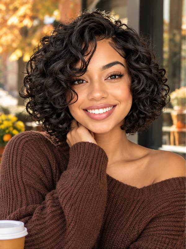 Glueless Short Curly Wigs Beginner Friendly Short Wig for Black Women