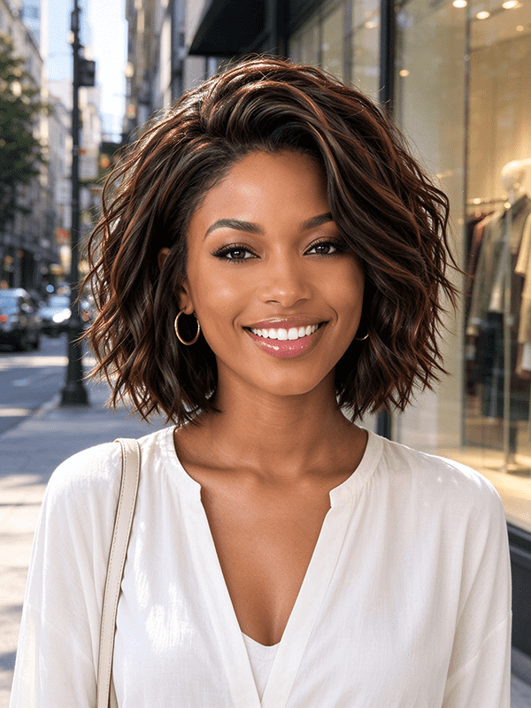 Glueless Short Wavy Wigs Highlight Human Hair Wigs