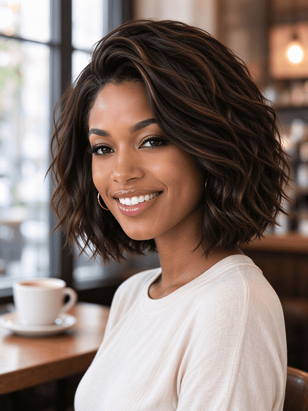 Glueless Short Wavy Wigs Highlight Human Hair Wigs