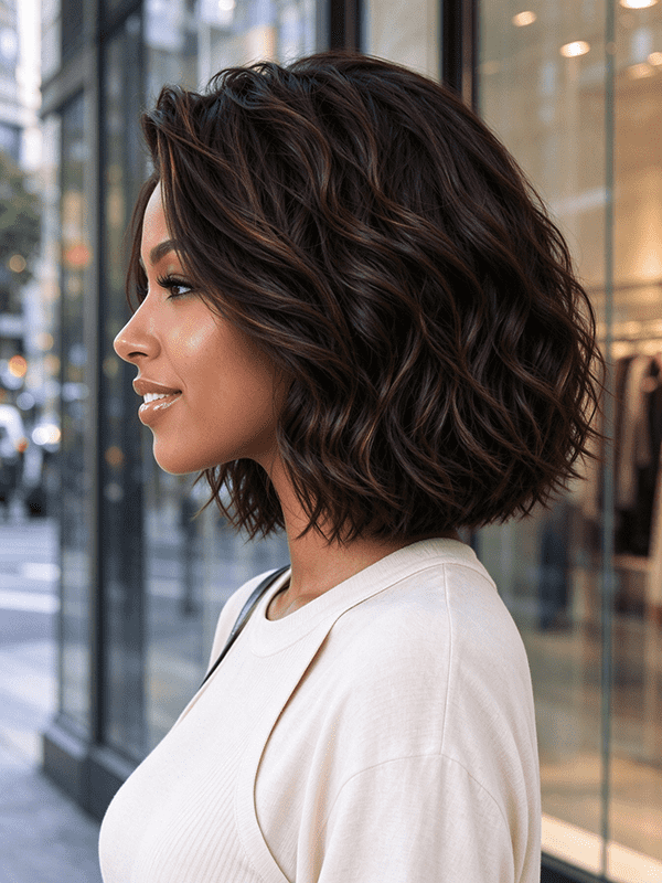 Glueless Short Wavy Wigs Highlight Human Hair Wigs