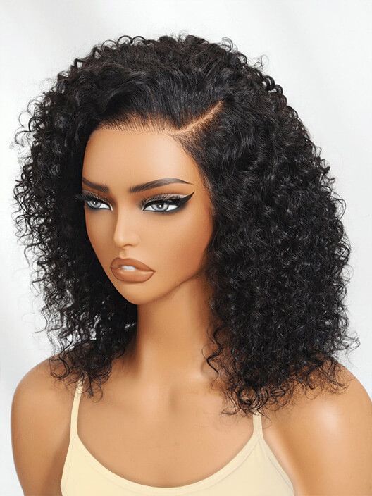 Glueless Side-Parted Curly Bob Wig Wear and Go Human Hair Wigs