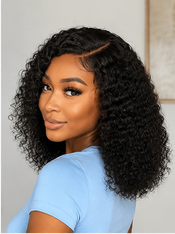 Glueless Side-Parted Curly Bob Wig Wear and Go Human Hair Wigs