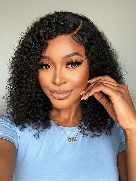 Glueless Side-Parted Curly Bob Wig Wear and Go Human Hair Wigs