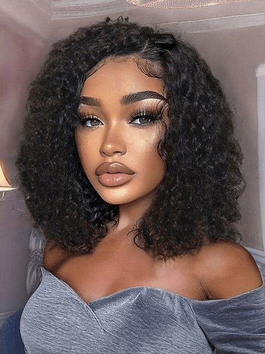 Glueless Side-Parted Curly Bob Wig Wear and Go Human Hair Wigs
