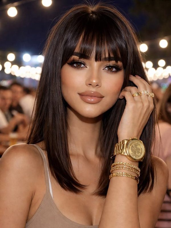 Glueless Straight Wig With Bangs Beginner Friendly Human Hair Wig