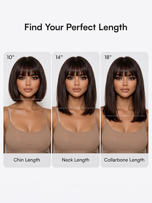 Glueless Straight Wig With Bangs Beginner Friendly Human Hair Wig