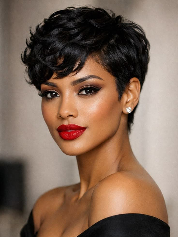 Glueless Wear and Go Pixie Cut Wig No Lace Machine Made 100% Human Hair Wigs