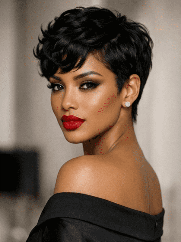 Glueless Wear and Go Pixie Cut Wig No Lace Machine Made 100% Human Hair Wigs