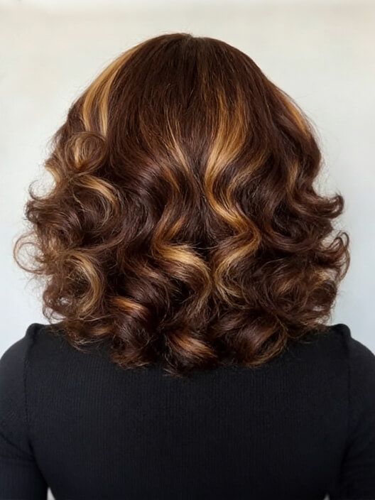 Golden Ombre Loose Wave Human Hair Medium Length Wig For Women