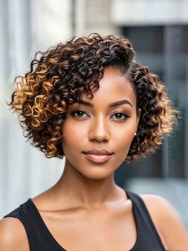 Highlight Short Curly Wigs Ready to Go Human Hair Wigs
