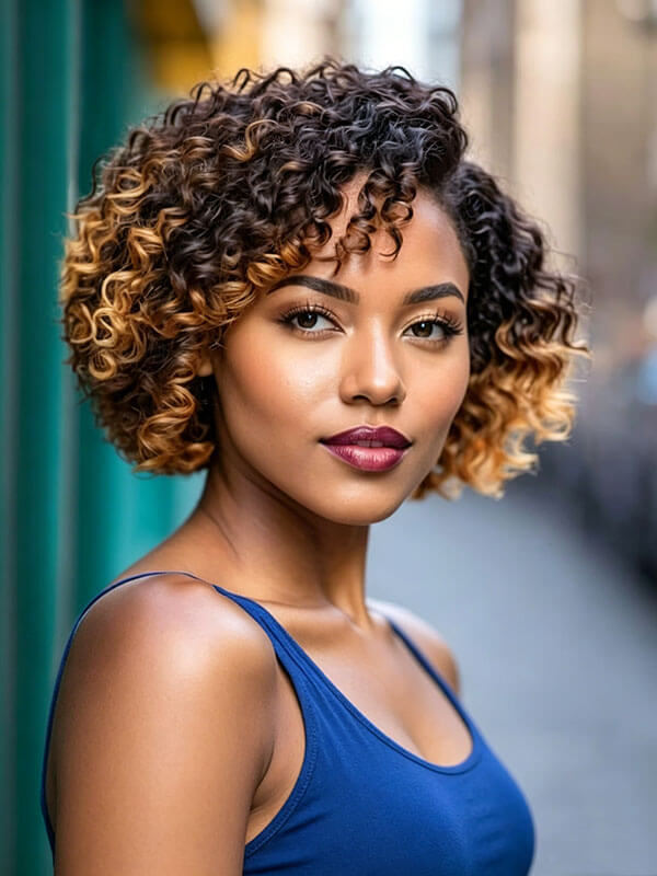 Highlight Short Curly Wigs Ready to Go Human Hair Wigs