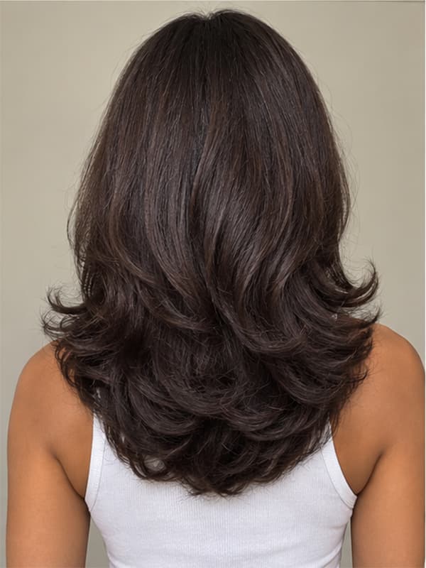 Dark Brown Layered Body Wave Lace Front Human Hair Wig