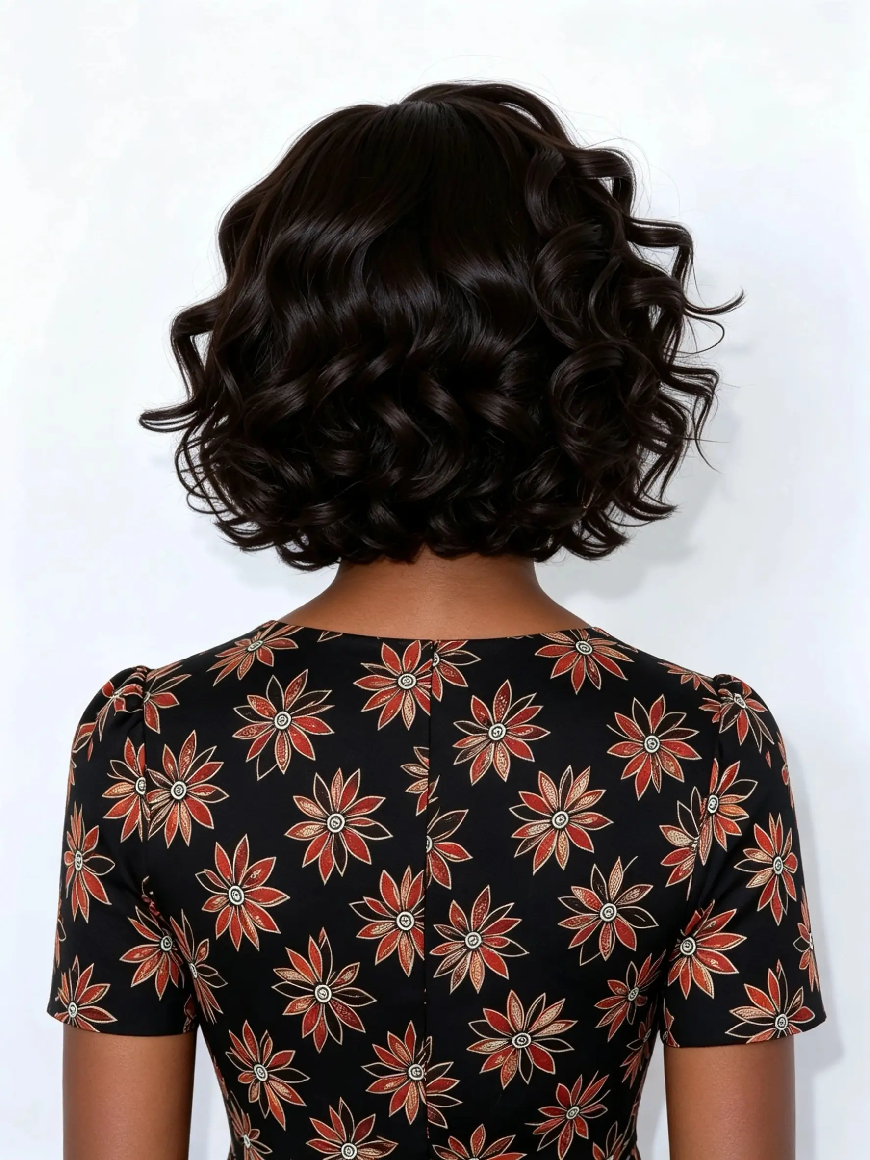 Light Weight Curly Bob Wig Ready to Go Dark Brown Human Hair Wigs