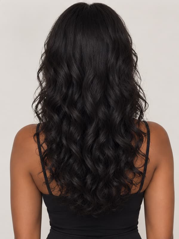 Light Weight Loose Curly Brown Bangs Wig Real Human Hair